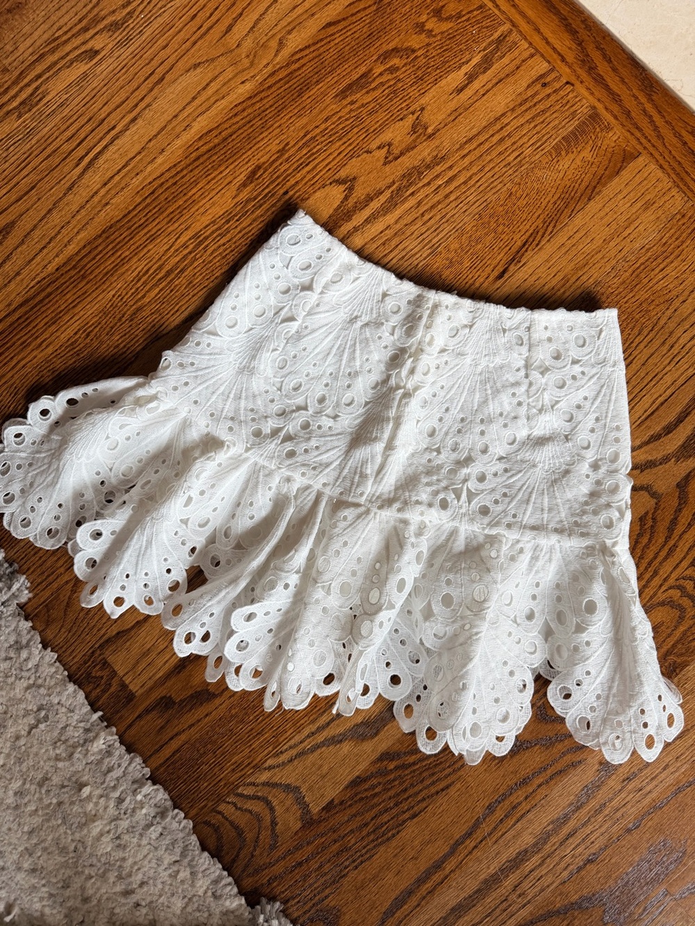 Aqua White Eyelet Tiered Ruffle Mini Skirt